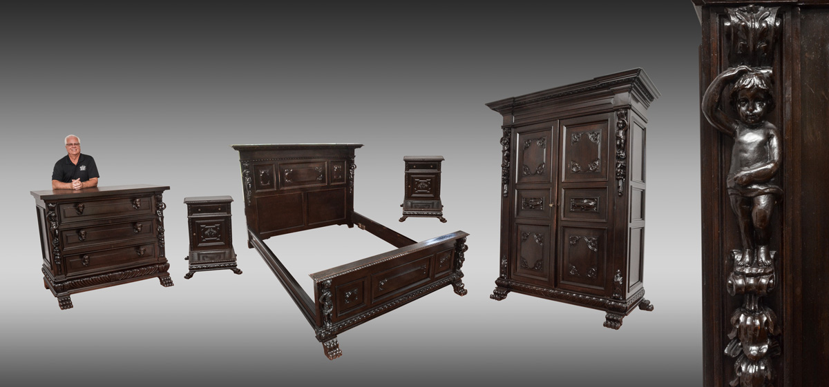 Appraisal: PIECE CARVED EBONIZED RENAISSANCE REVIVAL BEDROOM SET pieces total with