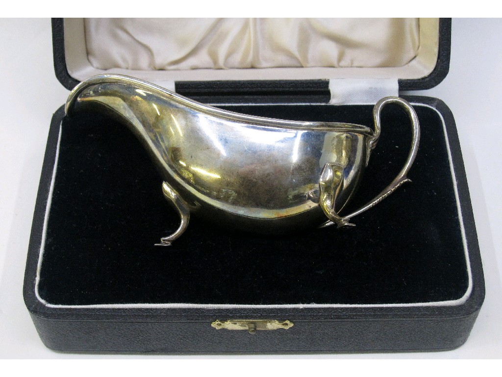 Appraisal: Cased silver sauce boat Birmingham