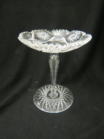 Appraisal: Cut Glass Tazza brilliant period starburst diamond fan hollow stem