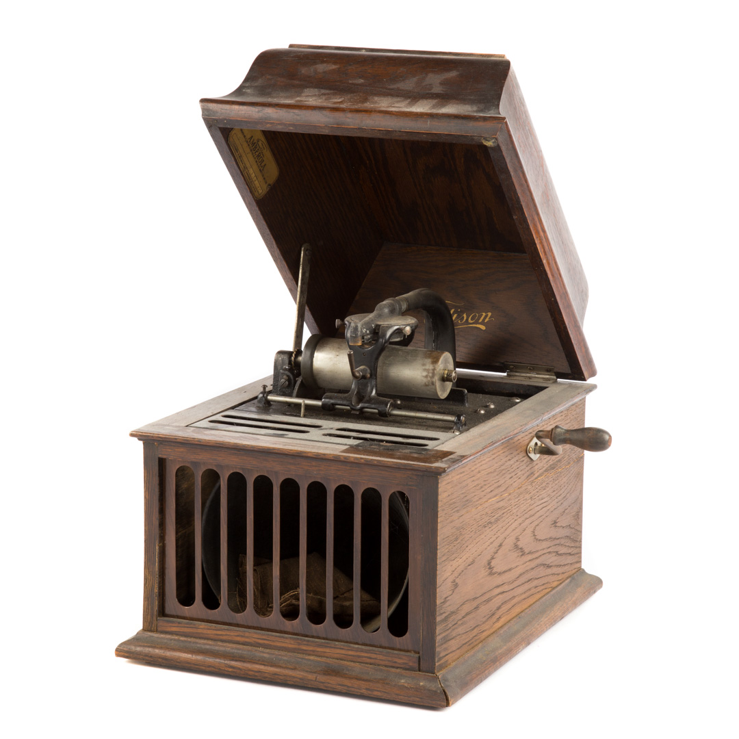 Appraisal: Edison Amberola phonograph circa oak lidded case in H in