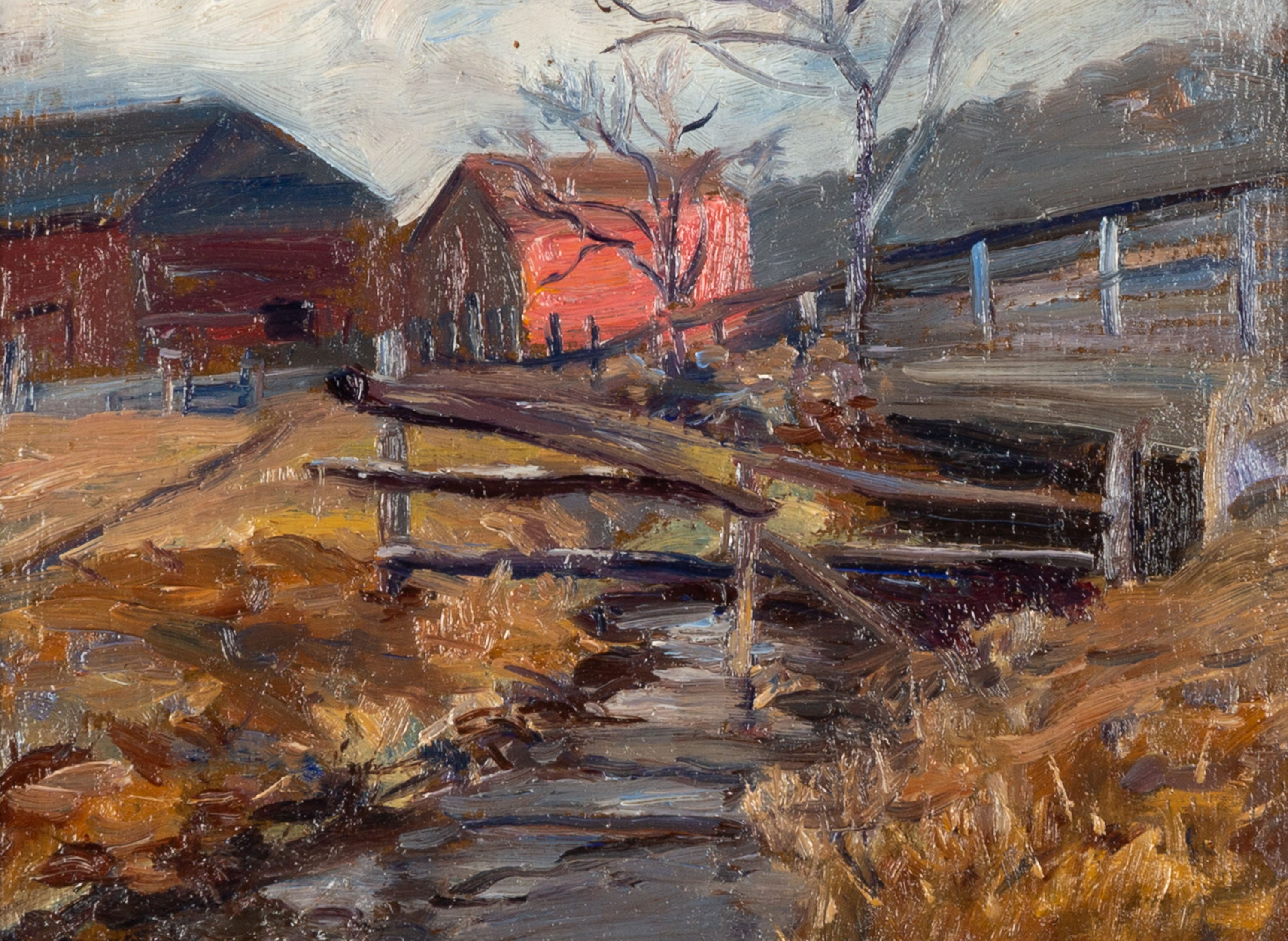 Appraisal: GEORGE RENOUARD AMERICAN - BARN AUGUST Oil on artist board