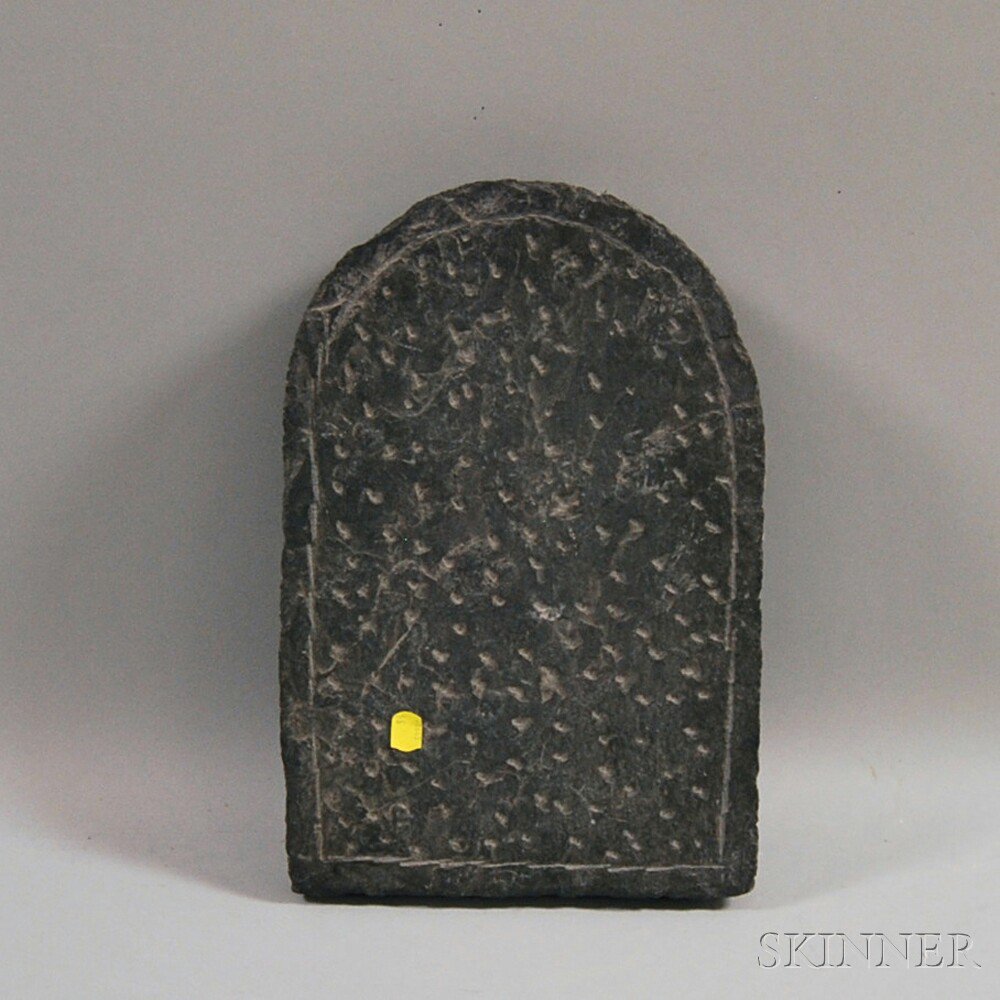 Appraisal: American School th Century Carved Stone Tablet Tombstone Inscribed indistinctly