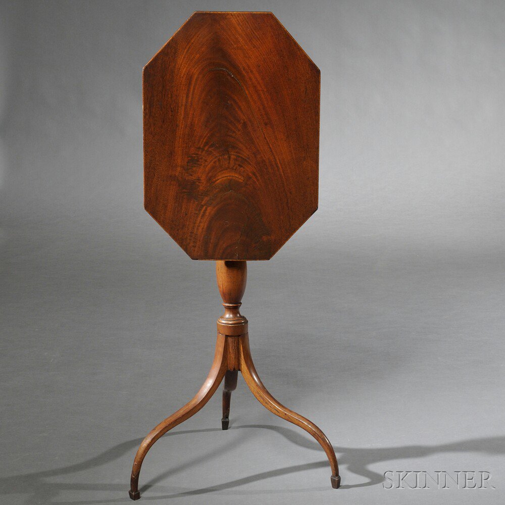 Appraisal: Federal Mahogany Veneer Inlaid Candlestand Massachusetts or New Hampshire c