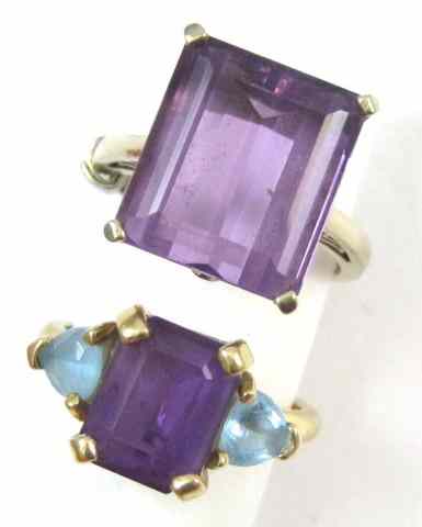 Appraisal: TWO AMETHYST AND FOURTEEN KARAT GOLD RINGS one k yellow