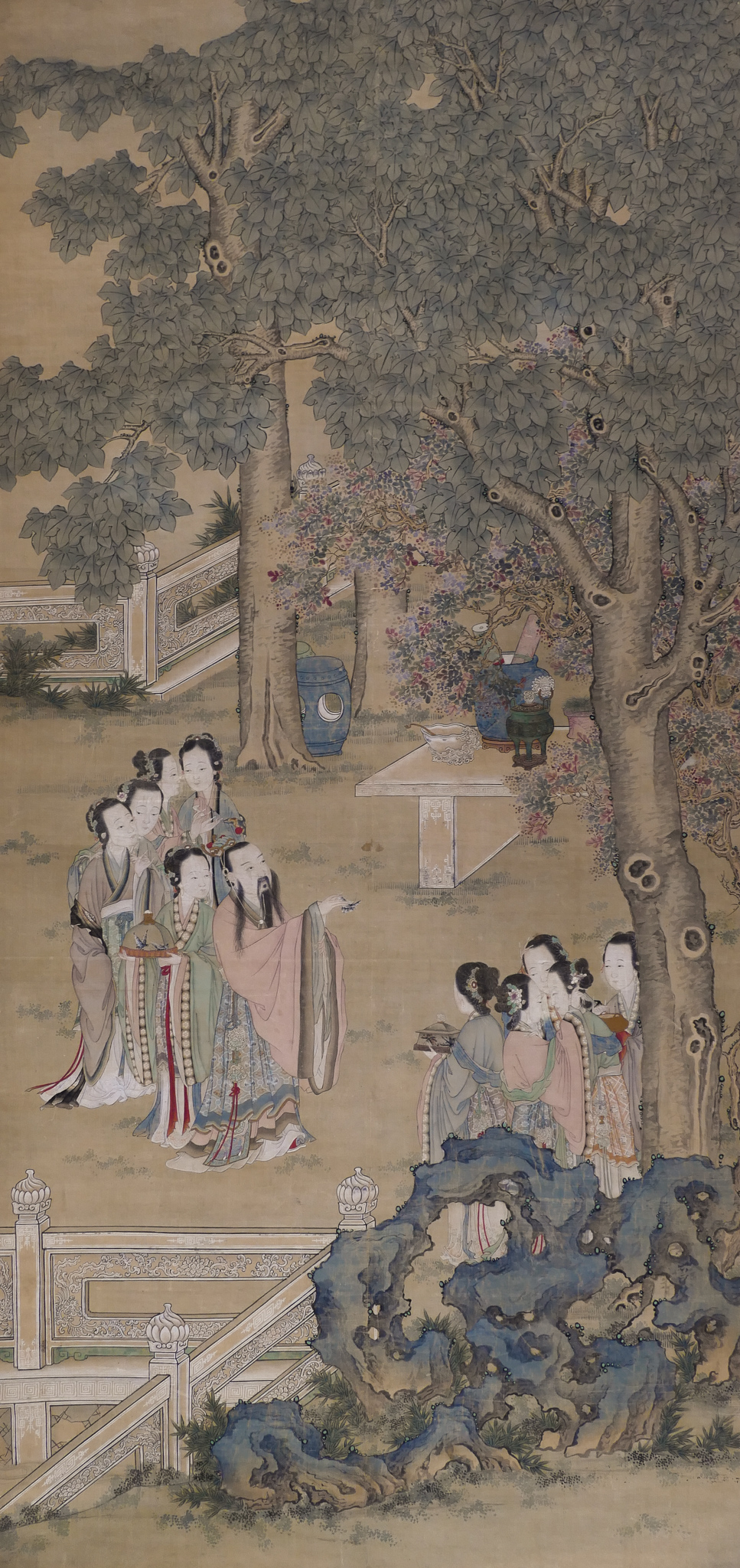 Appraisal: Chinese Qing Courtesans in Landscape Scroll Painting ''x '' Image