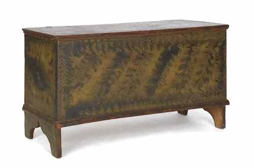 Appraisal: New England painted pine blanket chest ca with bootjack ends