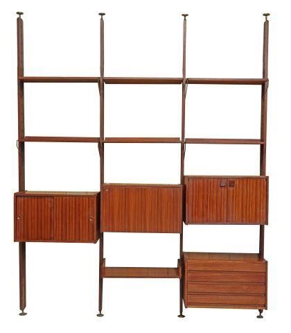 Appraisal: Italian mid-century modern rosewood modular bookcase c s having three