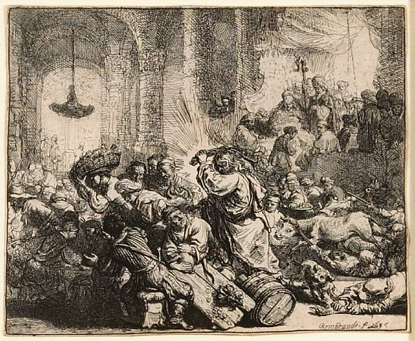 Appraisal: Rembrandt Harmensz van Rijn Dutch - Christ Driving the Money