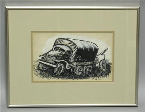 Appraisal: VICTOR DE PAUW AMERICAN - ARMY TRUCK c Ink on