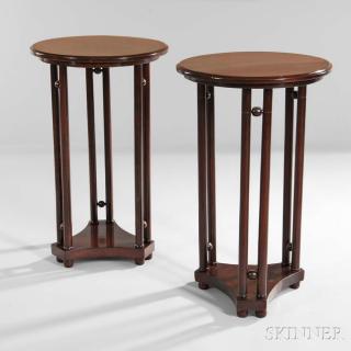 Appraisal: Pair of Side Tables Design Attributed to Josef Hoffman Mahogany-