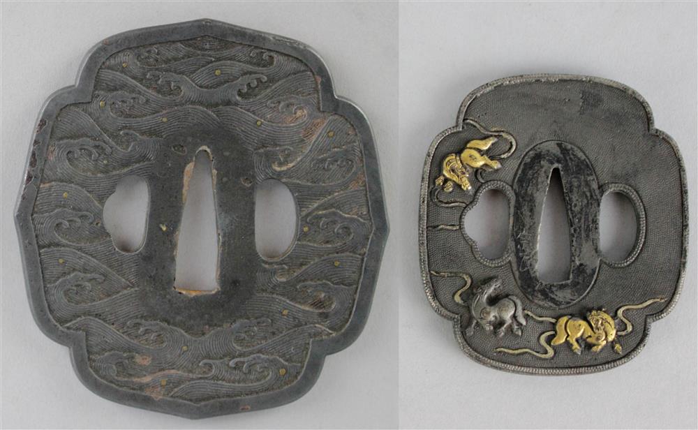 Appraisal: TWO JAPANESE TSUBA the first of large quatrefoil form cast