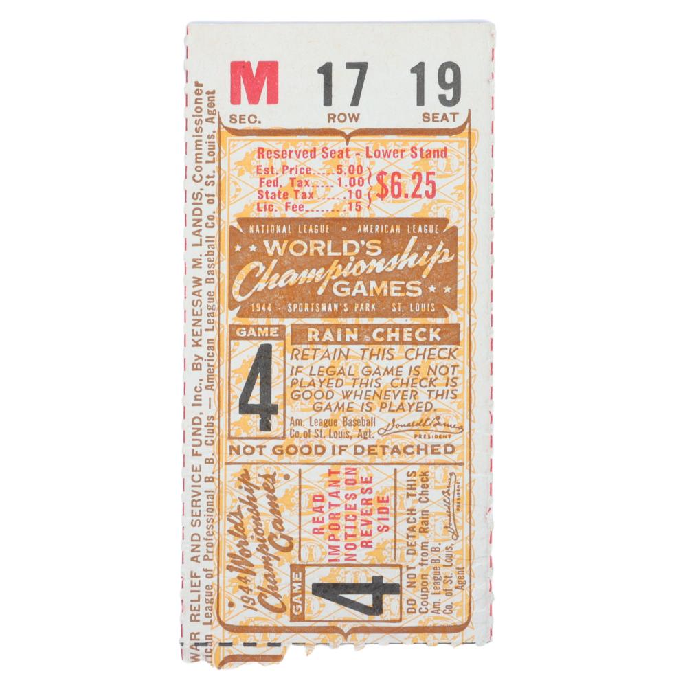 Appraisal: WORLD SERIES GAME TICKET STUB CARDINALS VS BROWNS World Series