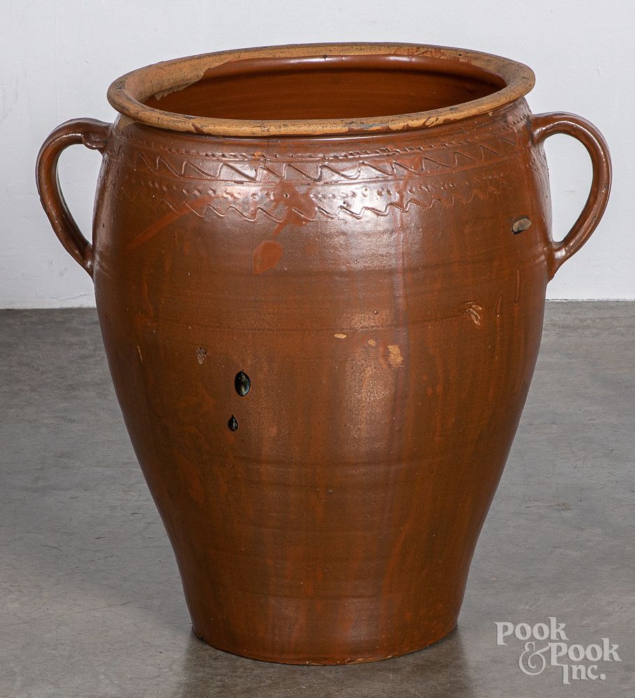 Appraisal: Massive stoneware storage crock th c Massive stoneware storage crock