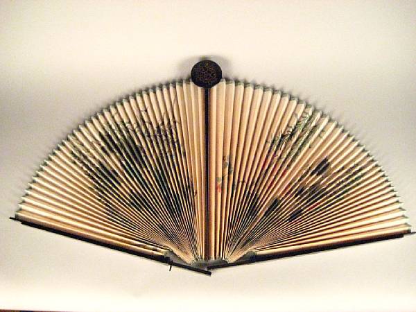 Appraisal: A Japanese ornamental display fan Ink and color on paper