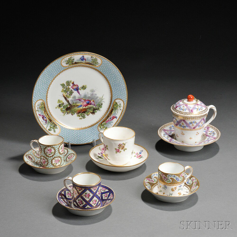 Appraisal: Six Sevres and Sevres-type Porcelain Items France th century each