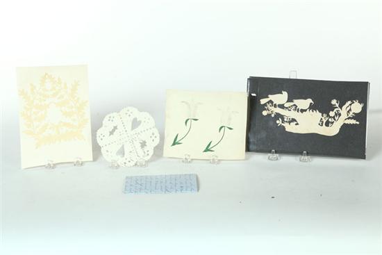 Appraisal: FIVE PIECES PAPER FOLK ART American late th century paper