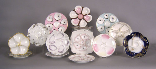 Appraisal: Fourteen porcelain oyster plates to include Limoges etc