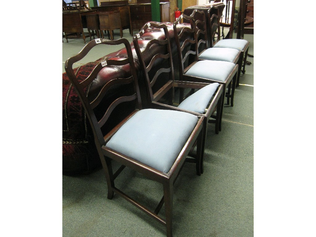 Appraisal: Lot comprising five Georgian style dining chairs and a cheval