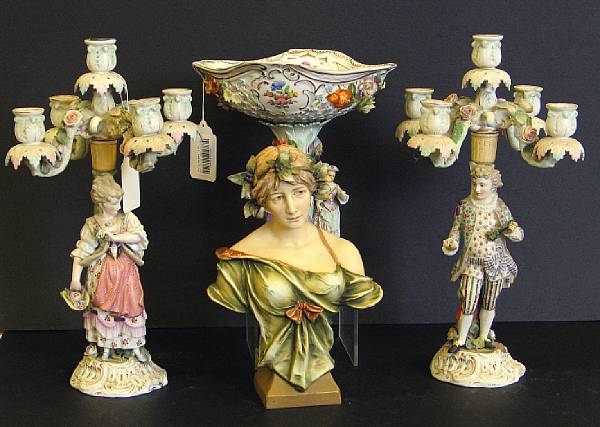 Appraisal: An assembled grouping of four pieces of German porcelain late