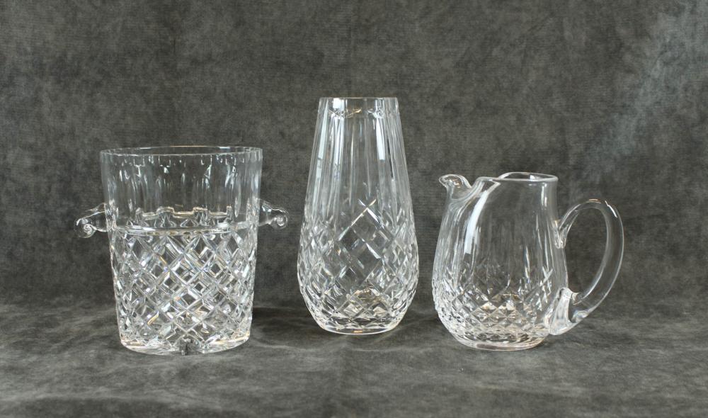 Appraisal: THREE ARTICLES OF CUT CRYSTAL Maeve pattern ice bucket with