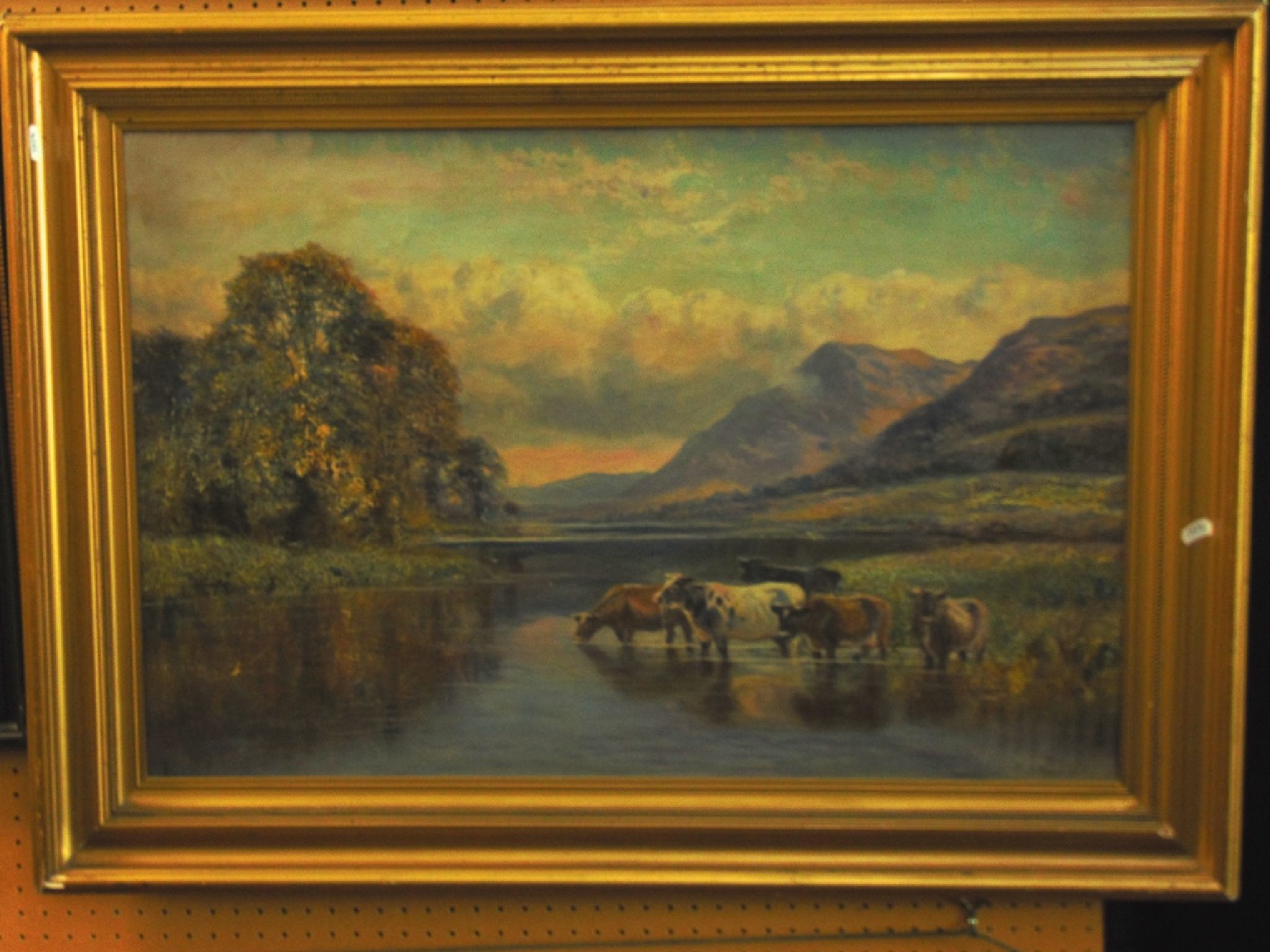 Appraisal: An early th century oil painting on canvas of cattle