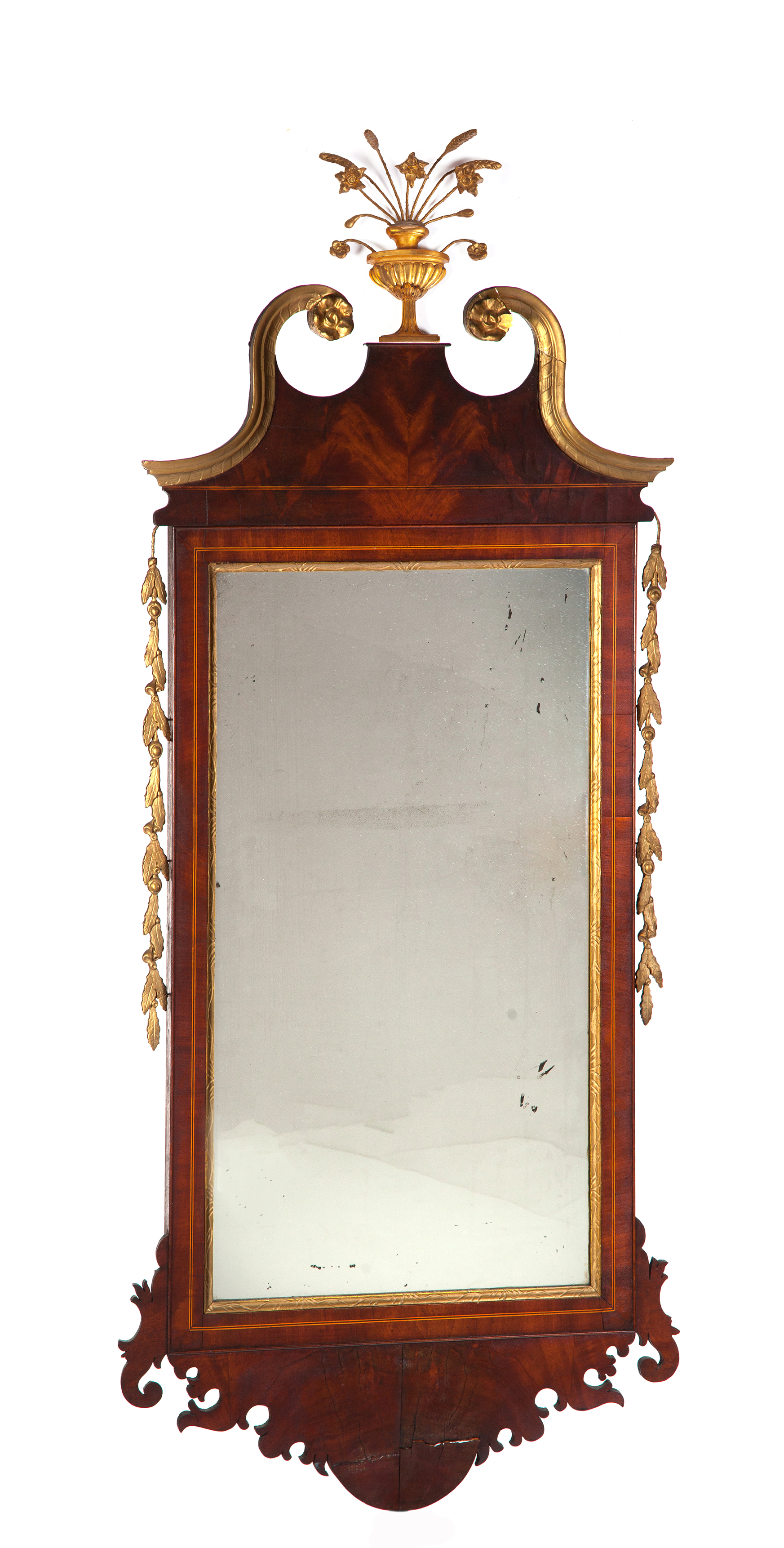 Appraisal: AMERICAN FEDERAL INLAID MIRROR Late th century mahogany and pine