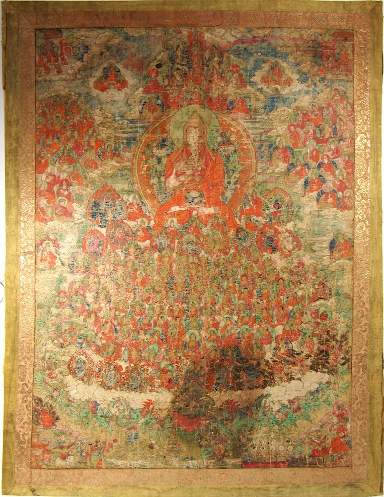 Appraisal: Large Sino-Tibetan Thangka of a Lama Pigments on cloth Central