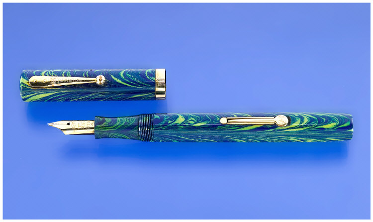 Appraisal: Waterman s in blue ripple oblique No nib USA c