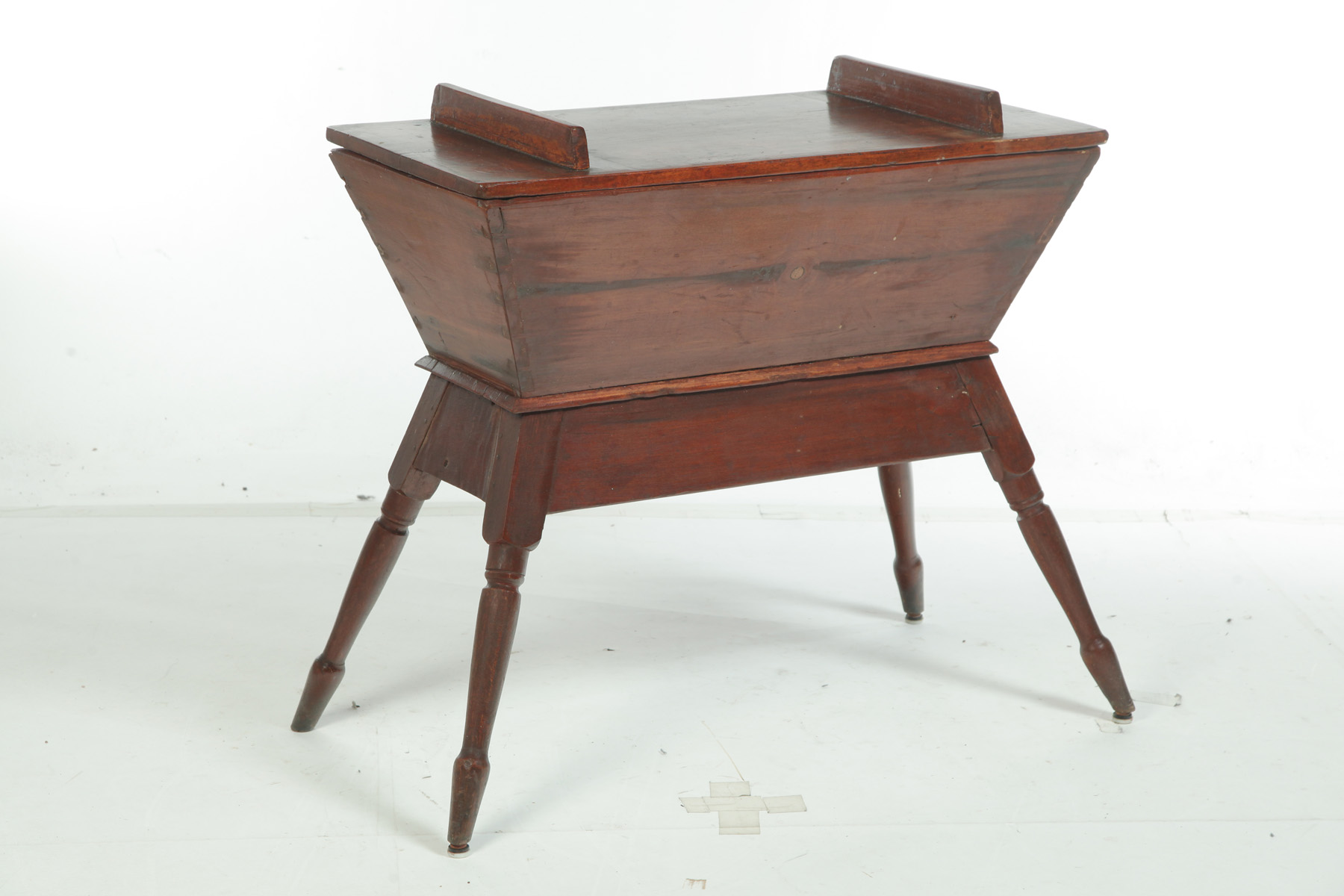 Appraisal: DOVETAILED DOUGH BOX ON LEGS American nd half- th century