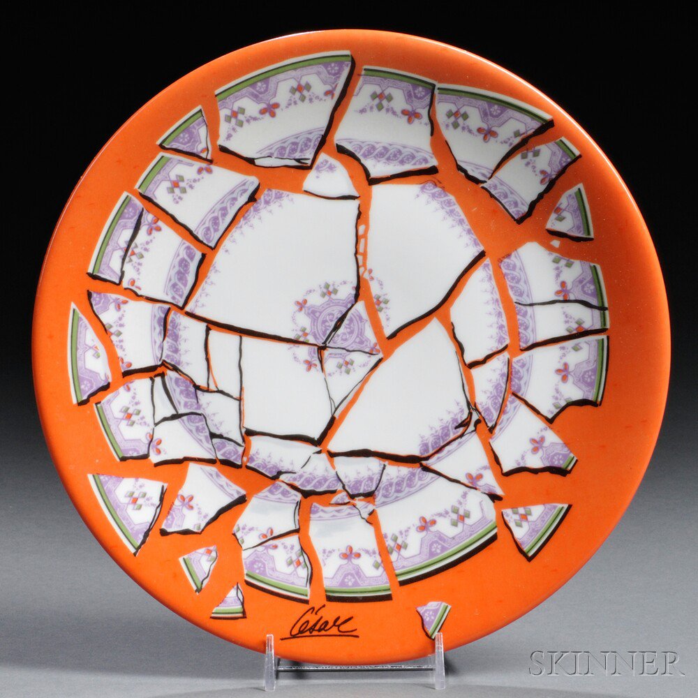 Appraisal: Cesar Baldaccini - Assiette Brisee Broken Plate Porcelain Paris France