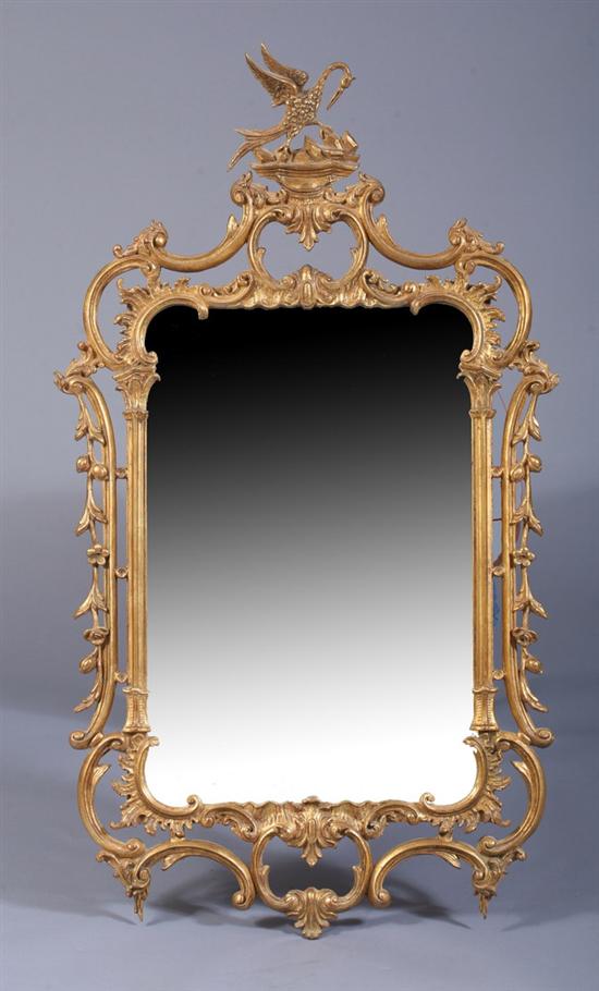 Appraisal: GEORGIAN STYLE CARVED GILT-WOOD WALL MIRROR Late th century in