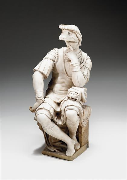 Appraisal: Italian marble figure of Lorenzo de Medici after MichelangeloWhite marble