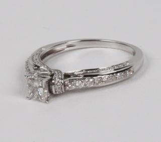 Appraisal: K DIAMOND BRIDAL RING CT PRINCESS CUT CENTER K WHITE