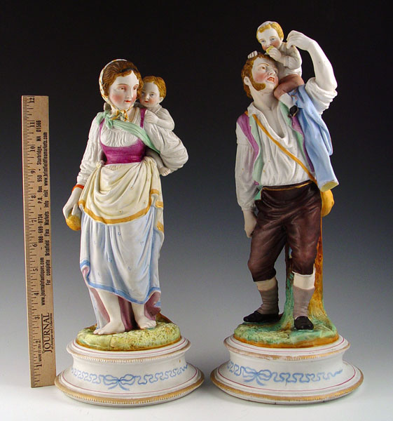 Appraisal: PAIR GERMAN BISQUE FIGURES Man and woman each with a