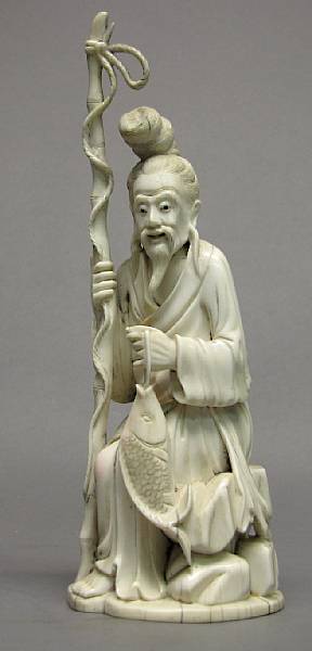 Appraisal: An ivory carving of an immortal th Century The bearded