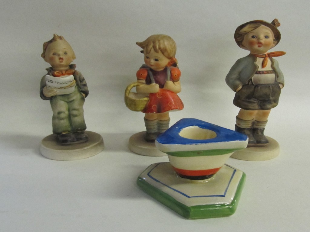 Appraisal: Three Hummel figures including Soloist TMK def brother TMK and