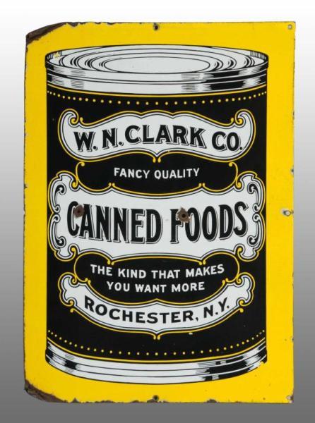 Appraisal: Porcelain Clark Canned Foods Sign Description Circa Wonderful graphics of