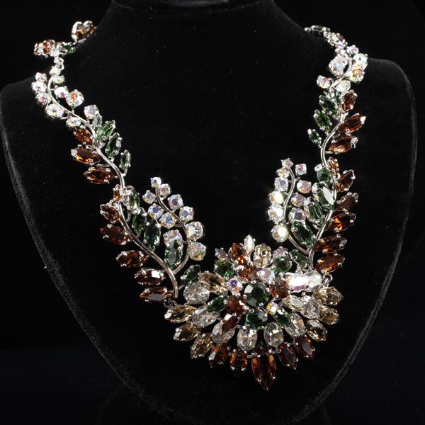 Appraisal: Christian Dior Vintage Haute Couture Jeweled Floral Necklace with chocolate