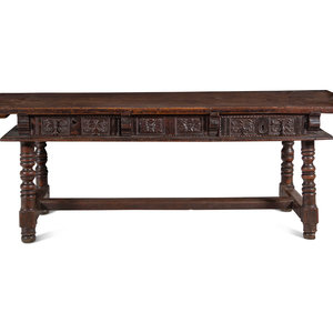 Appraisal: A Spanish Walnut Refectory Table th Century Height x width