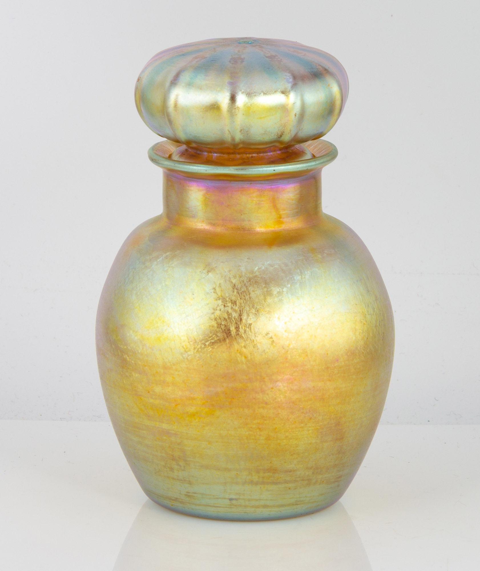 Appraisal: TIFFANY STUDIOS FAVRILE COVERED BOTTLE Early th century Inscribed 'L