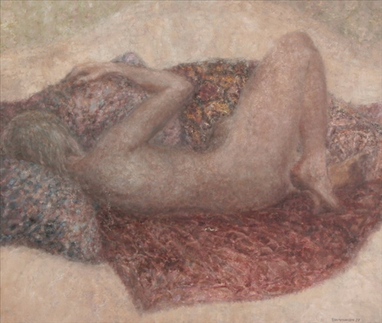 Appraisal: JAN MEYNARCZYK Polish th century RECLINING NUDE signed and dated