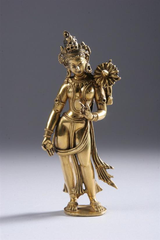 Appraisal: MONGOLIAN GILT BRONZE FIGURE OF TARA th century - in