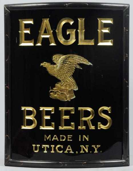 Appraisal: Eagle Beers Reverse Glass Embossed Tin Sign Corner sign has