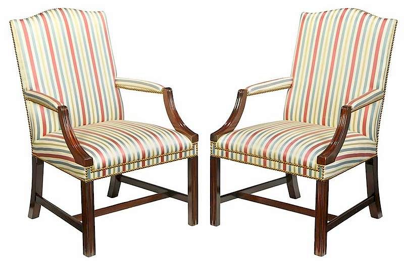 Appraisal: Pair Chippendale Style Mahogany Library Chairs Grand Rapids circa each