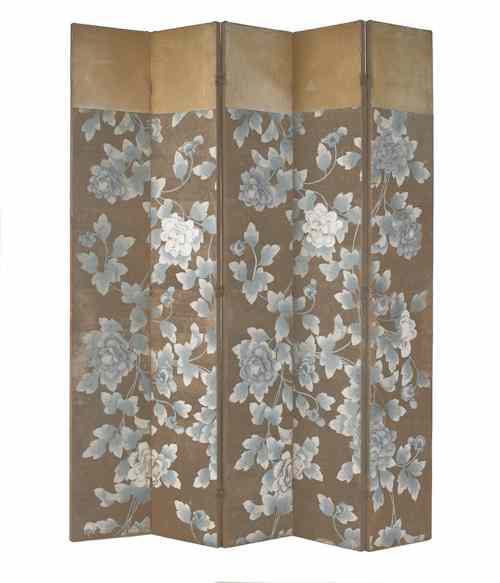 Appraisal: Painted five-part folding screen h w