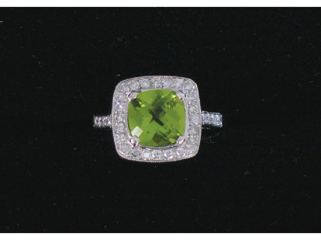 Appraisal: A PERIDOT AND DIAMOND ART DECO STYLE DRESS RING the