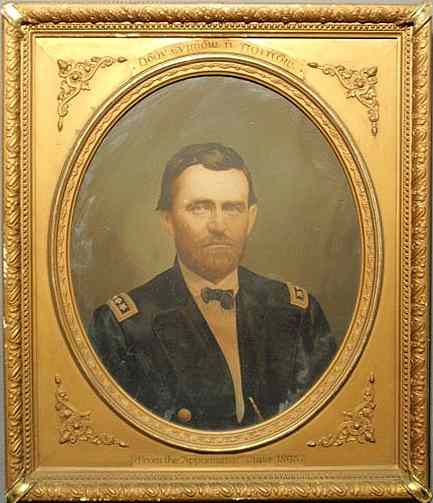 Appraisal: Ornately framed color photo print of Ulysses S Grant with