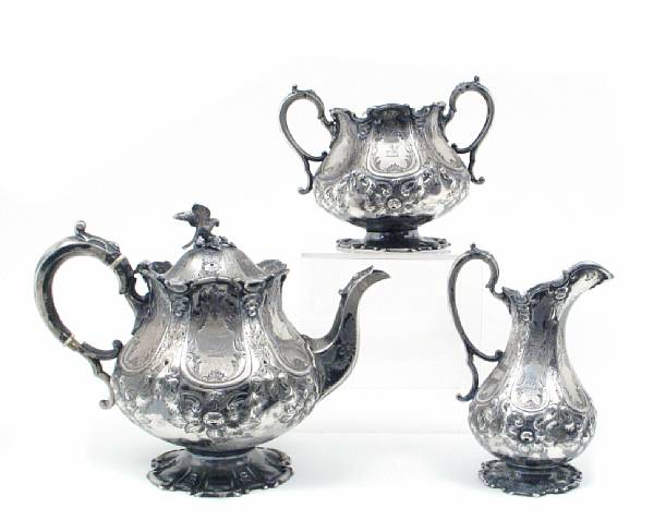 Appraisal: A Victorian three piece tea setMartin Hall amp Co Sheffield