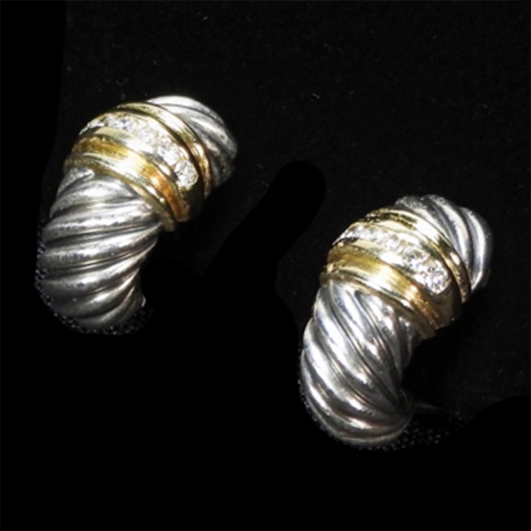 Appraisal: DAVID YURMAN K GOLD STERLING SHRIMP EARRINGS Sterling silver cable