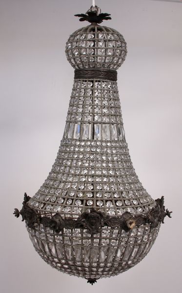 Appraisal: th- th Century French Empire crystal chandelier x electrified Good